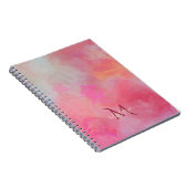 Carnet Personalized Name + Monogram Pink Watercolor Ink (Côté Droit)