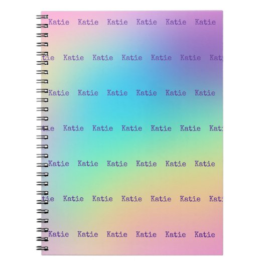 Carnet Personalized Name Pastel Rainbow Gradient Notebook (Devant)