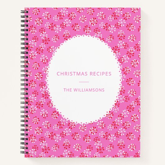 Carnet Personalized Name Pink Red Christmas Recipes (Devant)