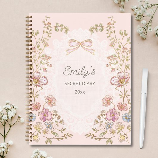 Carnet Personalized Name Pretty Vintage Floral Diary
