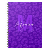Carnet Personalized Name Stylish Purple Glitter Leopard  (Devant)