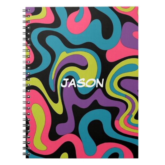 Carnet Personalized Neon Abstract Pattern — Retro Design (Devant)