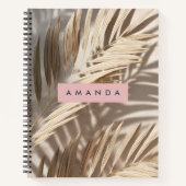 Carnet Personalized Neutral Palm Shadows Tropical (Devant)