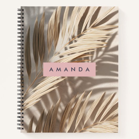 Carnet Personalized Neutral Palm Shadows Tropical (Devant)