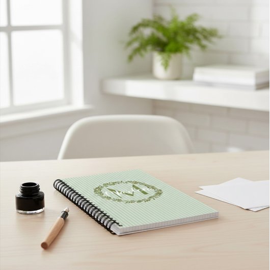 Carnet Personalized Olive Wreath Monogram 