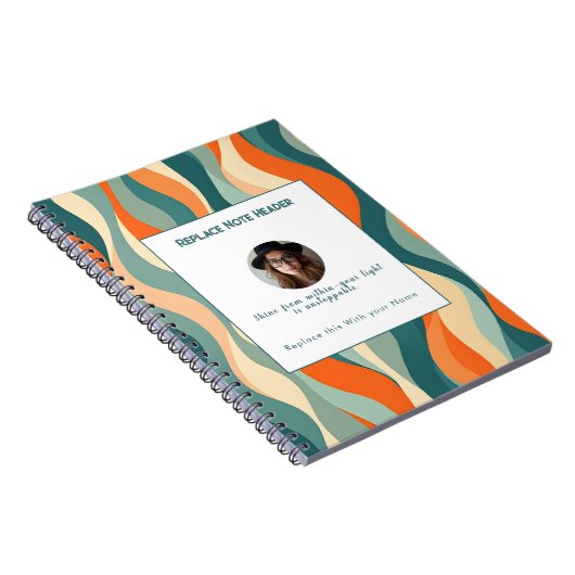Carnet Personalized Orange and Teal Wave Patterned (Côté Droit)