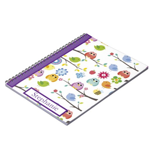 Carnet Personalized Owls Cute Simple Modern Name (Côté gauche)