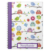 Carnet Personalized Owls Cute Simple Modern Name (Devant)
