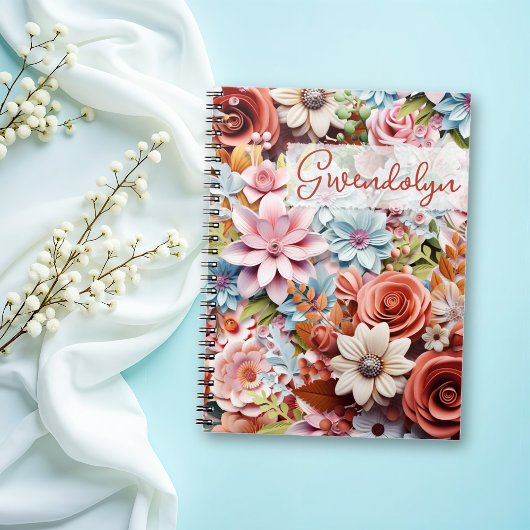 Carnet Personalized Paper Flowers spiral bound