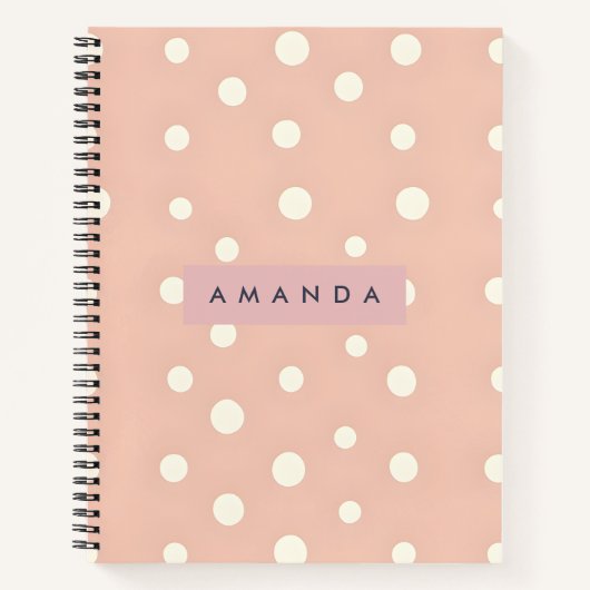 Carnet Personalized Pastel Cream Dots on Blush (Devant)