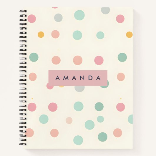 Carnet Personalized Pastel Macaron Polka Dot (Devant)