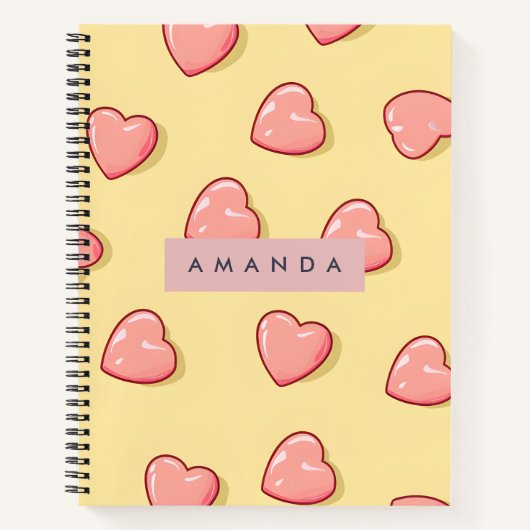 Carnet Personalized Pastel Pink Candy Heart  (Devant)
