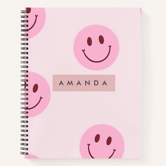 Carnet Personalized Pastel Pink Smiley Face (Devant)