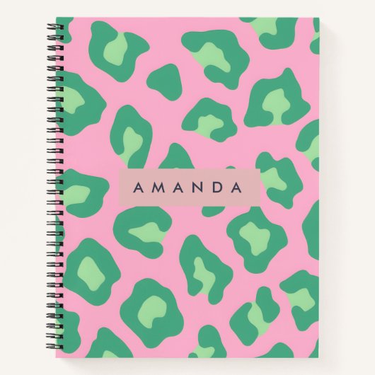Carnet Personalized Pink and Green Leopard Print (Devant)