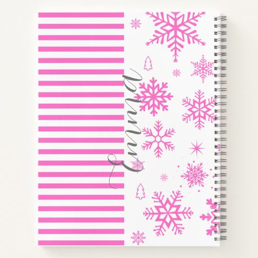 Carnet Personalized Pink Christmas Snowflake Notebook (Dos)