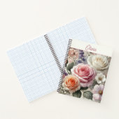 Carnet Personalized Pink Cream Orange Watercolor Roses (Intérieur)