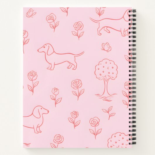 Carnet Personalized Pink Dachshund and Flower (Dos)