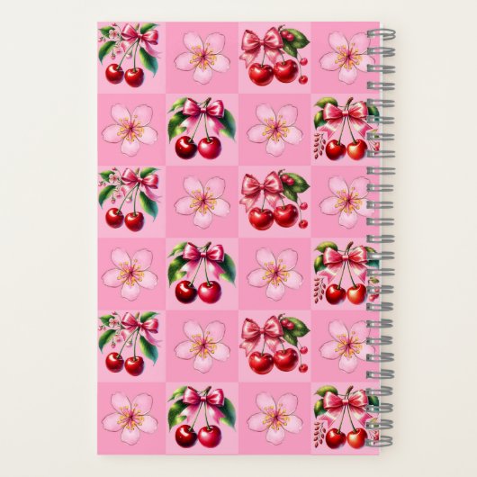 Carnet Personalized Pink Gingham Cherry Blossom (Verso)