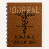 Carnet Personalized practitioner brown leather doctor (Devant)