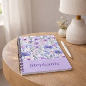 Carnet Personalized Purple Floral Elegant Custome Name