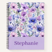Carnet Personalized Purple Floral Elegant Custome Name (Devant)