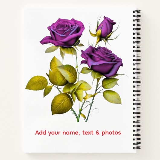 Carnet Personalized Purple Rose Notebook | Add Your Name (Dos)