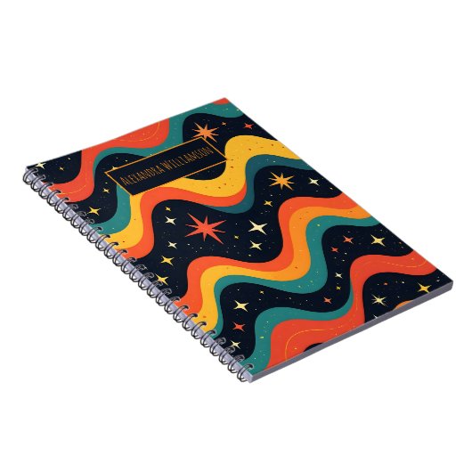 Carnet Personalized Retro Cosmic Waves Notebook (Côté Droit)