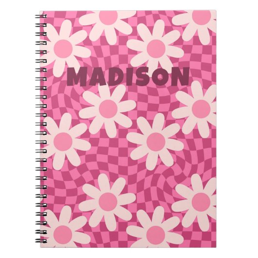 Carnet Personalized Retro Groovy Pink Daisy Flower Hippie (Devant)