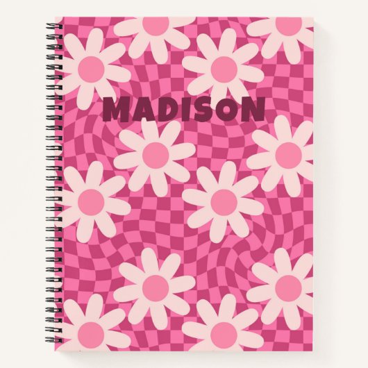 Carnet Personalized Retro Groovy Pink Daisy Flower Hippie (Devant)