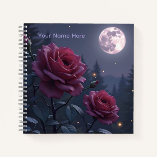 Carnet Personalized Roses Under the Moon (Devant)