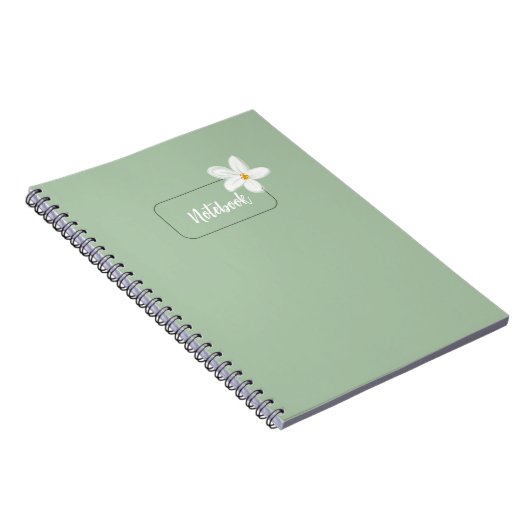 Carnet Personalized Sage Green Flower Spiral Notebook (Côté Droit)