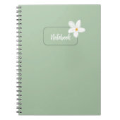 Carnet Personalized Sage Green Flower Spiral Notebook (Devant)