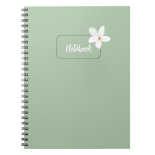 Carnet Personalized Sage Green Flower Spiral Notebook (Devant)