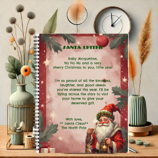 Carnet Personalized Santa Claus North Pole Reindeer Red