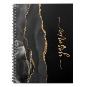 Carnet Personalized Signature Black Gold Agate (Devant)