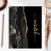 Carnet Personalized Signature Black Gold Agate