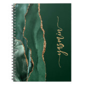 Carnet Personalized Signature Emerald Green Gold Agate (Devant)