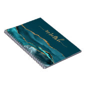 Carnet Personalized Signature Teal Blue Gold Agate (Côté Droit)