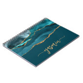 Carnet Personalized Signature Teal Blue Gold Agate (Côté gauche)