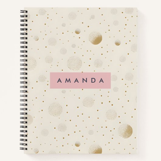 Carnet Personalized Soft Gold Polka Dot Minimalist Style (Devant)