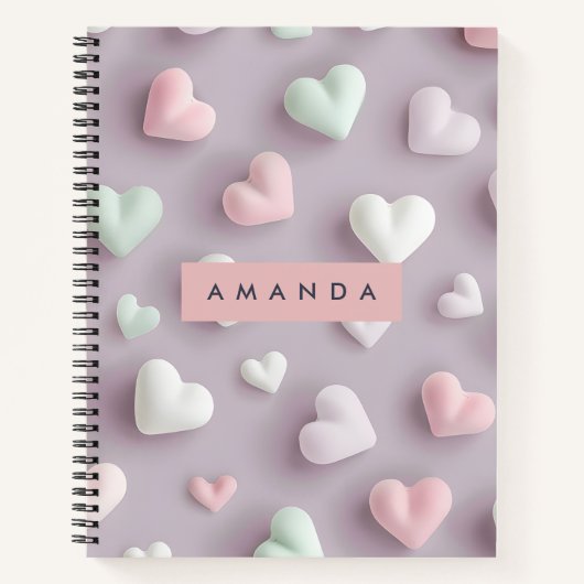 Carnet Personalized Soft Pastel Candy Hearts (Devant)