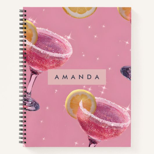 Carnet Personalized Sparkle Glam Pink Cocktail (Devant)