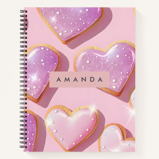 Carnet Personalized Sparkling Heart Cookie Delight (Devant)