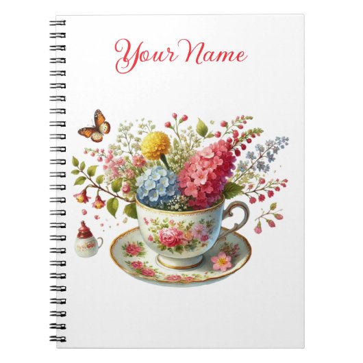 Carnet Personalized Spring Floral Spiral Notebook – (Devant)