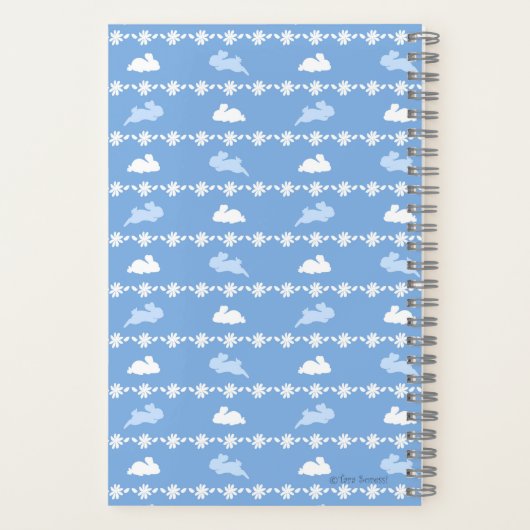 Carnet Personalized Springtime Bunny Daisies White Blue (Verso)