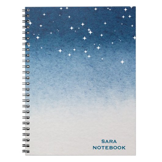 Carnet Personalized Starry Night Blue Gradient Notebook (Devant)