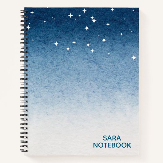 Carnet Personalized Starry Night Blue Gradient Notebook (Devant)