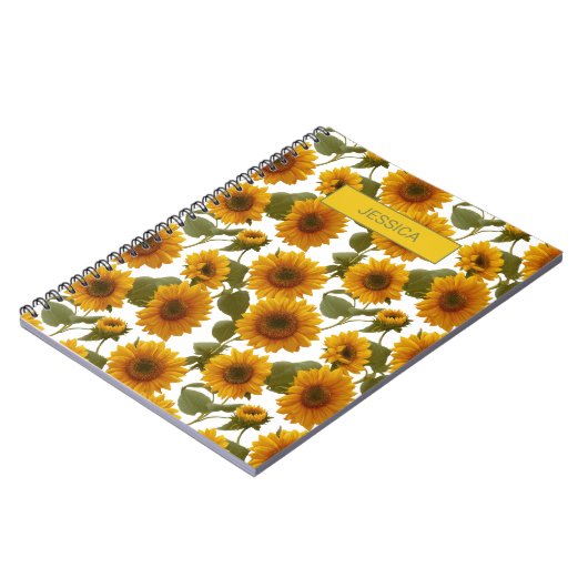 Carnet Personalized Sunflower Bloom Floral Pattern Custom (Côté gauche)
