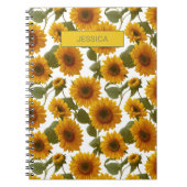 Carnet Personalized Sunflower Bloom Floral Pattern Custom (Devant)