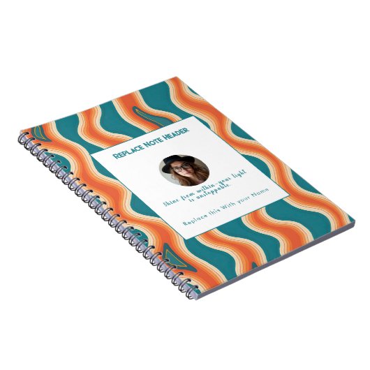 Carnet Personalized Teal and Orange Wave Patterned  (Côté Droit)